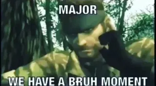 😵 48feed05 Solid Snake Metal Gear Solid MAJOR WE HAVE A BRUH MOMENT videogame, militar, soldado, bruh, momento, major telegram sticker