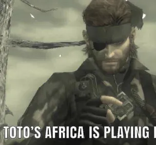 🎧 89189342 Solid Snake Metal Gear Solid TOTO'S AFRICA IS PLAYING IN metal gear, snake, toto, áfrica, música, video game telegram sticker