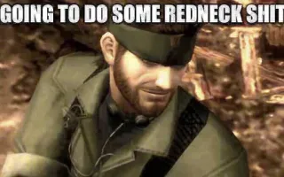 🧠 bca70875 Solid Snake GOING TO DO SOME REDNECK SHIT Video game, Soldado, Caipira, Meme telegram sticker