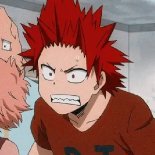 😃 24bf4b2b Kirishima Eijiro My Hero Academia Аниме, Персонаж, Рыжие волосы, Выражение лица, Причуда telegram sticker
