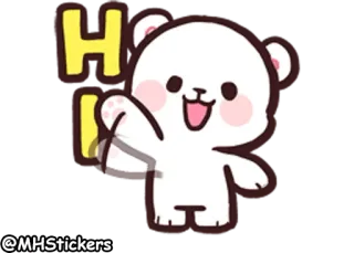 ✋ a5d1477e Hi Bär, Cartoon, Gruß, freundlich, niedlich, winken telegram sticker