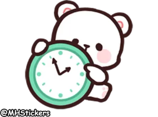 ⏱ a6a61685 @MHStickers Bär, Uhr, Zeit, süß, Aufkleber telegram sticker