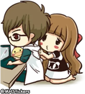 🥺 601492d8 @MHStickers Anime, Pasangan, Lucu, Peluk telegram sticker