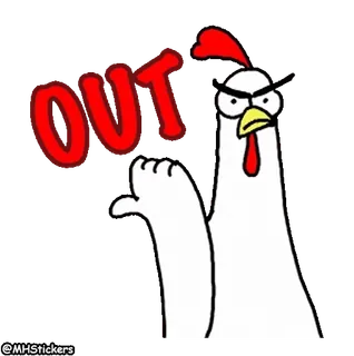 😒 913f6186 OUT frango, polegar para baixo, bravo, fora, pássaro telegram sticker