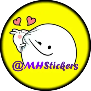 🆔 64a1ceb9 @MHStickers coniglio, cuori, carino, cartone animato, adesivo whatsapp sticker