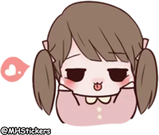 😝 99947966 @MHStickers Cartone animato, Carino, Ragazza, Sticker, Animato, Espressione whatsapp sticker