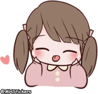 😝 d3d37057 @MHStickers cartone animato, ragazza, carino, adesivo, codini whatsapp sticker