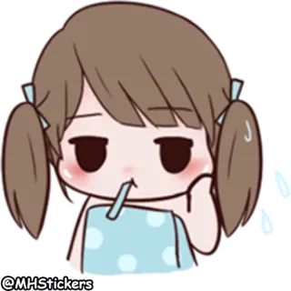 🤒 d95a0bf5 @MHStickers adesivo, carino, ragazza, cartone animato whatsapp sticker