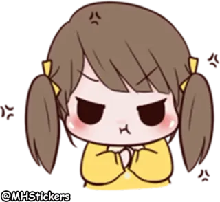 💢 f1051e19 cartone animato, ragazza, arrabbiata, carina, illustrazione whatsapp sticker