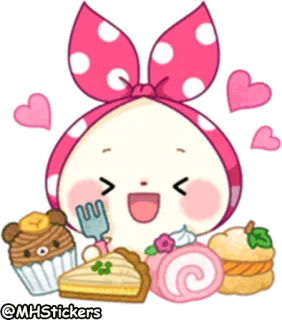 😍 17358d26 @MHStickers süß, Cartoon, kawaii, Dessert, Süßigkeiten, Essen, Bär, Kuchen telegram sticker