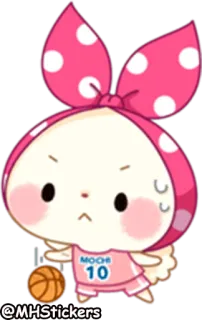 🤨 2c204e62 MOCHI Hase, Basketball, niedlich, kawaii, Sport, Mochi telegram sticker