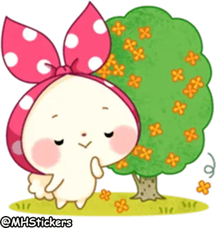 ☺️ 93449337 @MHStickers Cartoon, Niedlich, Sticker, Illustration, Figur, Schleife, Baum telegram sticker