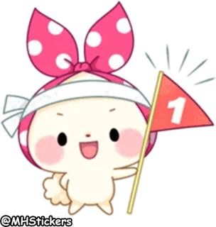 🥳 b6aca0a8 @MHStickers aufkleber, maskottchen, flagge, cartoon, süß, nummer 1, erster platz telegram sticker