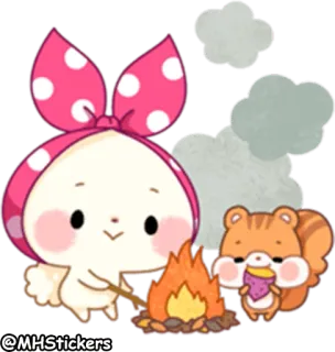 🔥 eef98e97 @MHStickers Cartoon, Camping, Feuer, Niedlich, Figur, Sticker telegram sticker