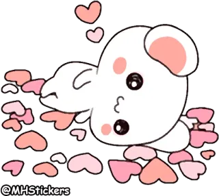 🙃 024c58b8 cartoon, dier, schattig, sticker, hartjes, liefde, genegenheid telegram sticker