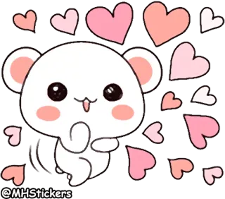 ✊ 078929f4 @MHStickers sticker, beer, schattig, hartjes, dier, cartoon, roze, kawaii telegram sticker