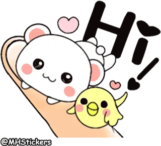 🖐 48692a37 @MHStickers Cartoon, Sticker, Schattig, Dier, Beer, Vogel, Hart telegram sticker