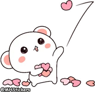 💗 4e7d12af @MHStickers schattig, cartoon, beer, hartjes, kawaii, sticker telegram sticker