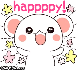 😍 53ad874a @MHStickers schattig, cartoon, dier, kawaii, muis, bloemen, sticker telegram sticker