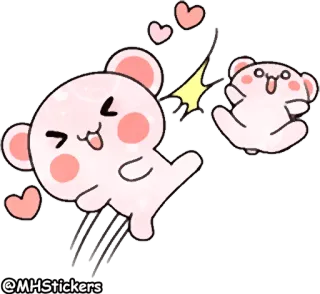 👊 9557b00d @MHStickers Cartoon, Schattig, Beer, Sticker, Harten, Roze, Vrolijk telegram sticker