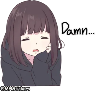 😩 3e689870 Damn... アニメ, 女の子, 悲しい, くそ telegram sticker