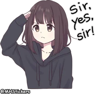 🙌 c441c134 Sir, yes sir! アニメ, 女の子, 敬礼, 可愛い, マンガ telegram sticker