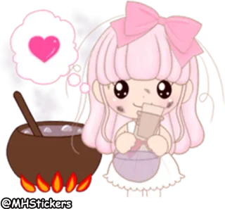 💭 15864047 @MHStickers cucina, carino, anime, cuore, ragazza, rosa telegram sticker