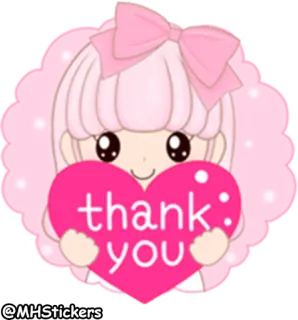 🙏 663e0354 thank you carino, grazie, cuore, rosa, ragazza, saluto telegram sticker