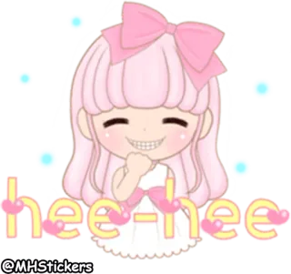 😁 77a5d2b3 hee-hee carino, ragazza, rosa, hihi, adesivo telegram sticker