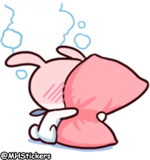 🙈 04422587 @MHStickers thỏ, hoạt hình, hồng, ôm, dễ thương, nhãn dán telegram sticker