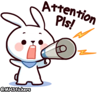 📢 1b586d9a Attention Pls! chú ý, thỏ, loa phóng thanh, hoạt hình, dễ thương, cảnh báo, nhãn dán telegram sticker