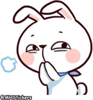 😈 2fc83092 @MHStickers thỏ, dễ thương, nhãn dán, hoạt hình, động vật, đỏ mặt telegram sticker
