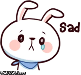 😢 596d0974 Sad thỏ, buồn, hoạt hình, dễ thương, nhãn dán, thỏ, nước mắt telegram sticker