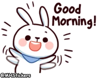 🌤 65609979 Good Morning! thỏ, thỏ con, chúc mừng, chào buổi sáng, dễ thương, nhãn dán telegram sticker