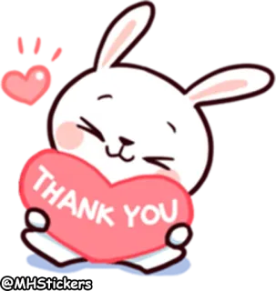 🙏 bca358ab THANK YOU cảm ơn, lòng biết ơn, thỏ, trái tim, dễ thương telegram sticker