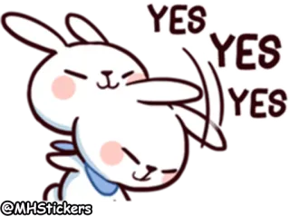 👍 bf588add YES YES YES thỏ, vâng, đồng ý, vui vẻ, hào hứng telegram sticker