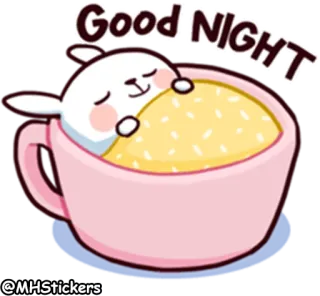 😴 e5155043 Good NIGHT chúc ngủ ngon, đang ngủ, thỏ, dễ thương, hoạt hình, kawaii telegram sticker