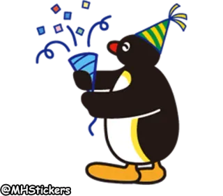 🎉 90110134 Pingu 펭귄, 파티, 생일, 축하, 만화, 동물 telegram sticker