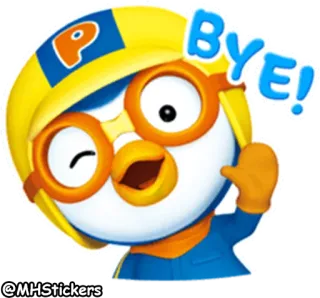 👋 3139e7e8 Pororo BYE! dessin animé, pingouin, au revoir, salut, amical, animé, personnage telegram sticker