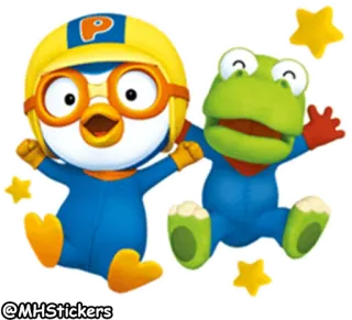 💃 43b7d87d Pororo @MHStickers dessin animé, pingouin, grenouille, animation, autocollant telegram sticker