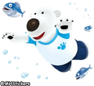 🤗 8481403a @MHStickers Dessin animé, Ours polaire, Poisson, Mignon, Autocollant telegram sticker