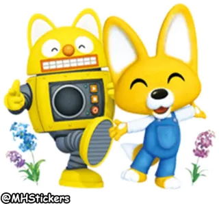 ✌ cf855dfe @MHStickers Dessin animé, Robot, Renard, Amitié, Mignon, Autocollant telegram sticker