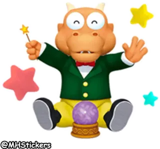 🔮 dfabe4a3 @MHStickers dessin animé, magie, monstre, personnage, baguette, étoiles, voyante telegram sticker