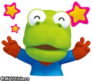 ✌ e1d3ae0f @MHStickers grenouille, dessin animé, étoiles, autocollant telegram sticker
