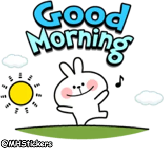 ☀ 09665134 Good Morning buongiorno, coniglio, carino, sole, nuvole telegram sticker