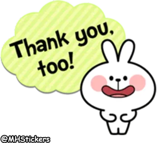 😇 21508435 Thank you, too! grazie, carino, coniglio, coniglio, saluto, adorabile telegram sticker