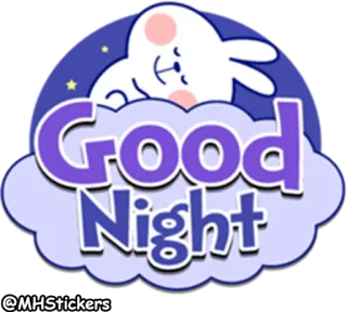 😴 27fc8b09 Good Night buona notte, notte, sonno, coniglio, nuvola telegram sticker