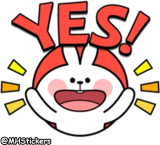 👍 3c15de4d YES! coniglio, sì, eccitato, felice, cartone animato, animale telegram sticker