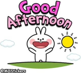 🌤 5f935798 Good Afternoon buon pomeriggio, coniglio, cartone animato, saluto, sole, cielo telegram sticker