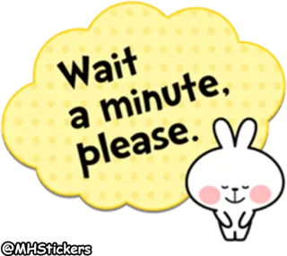 ☺️ 6c35779d Wait a minute, please. carino, coniglio, coniglio, in attesa, animale, cartone animato telegram sticker
